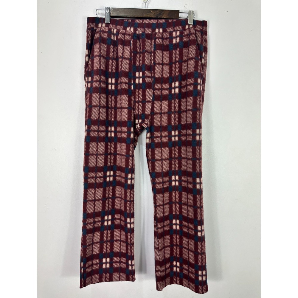 The Great Pajama Pants Womens 1 Burgundy Plaid Plush Fleece Sleepwear Lounge NEW